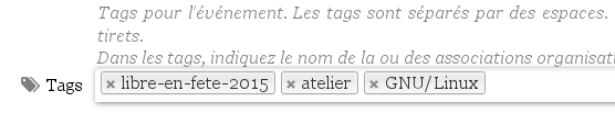 Capture
d'écran de la saisie dans l'Agenda du Libre